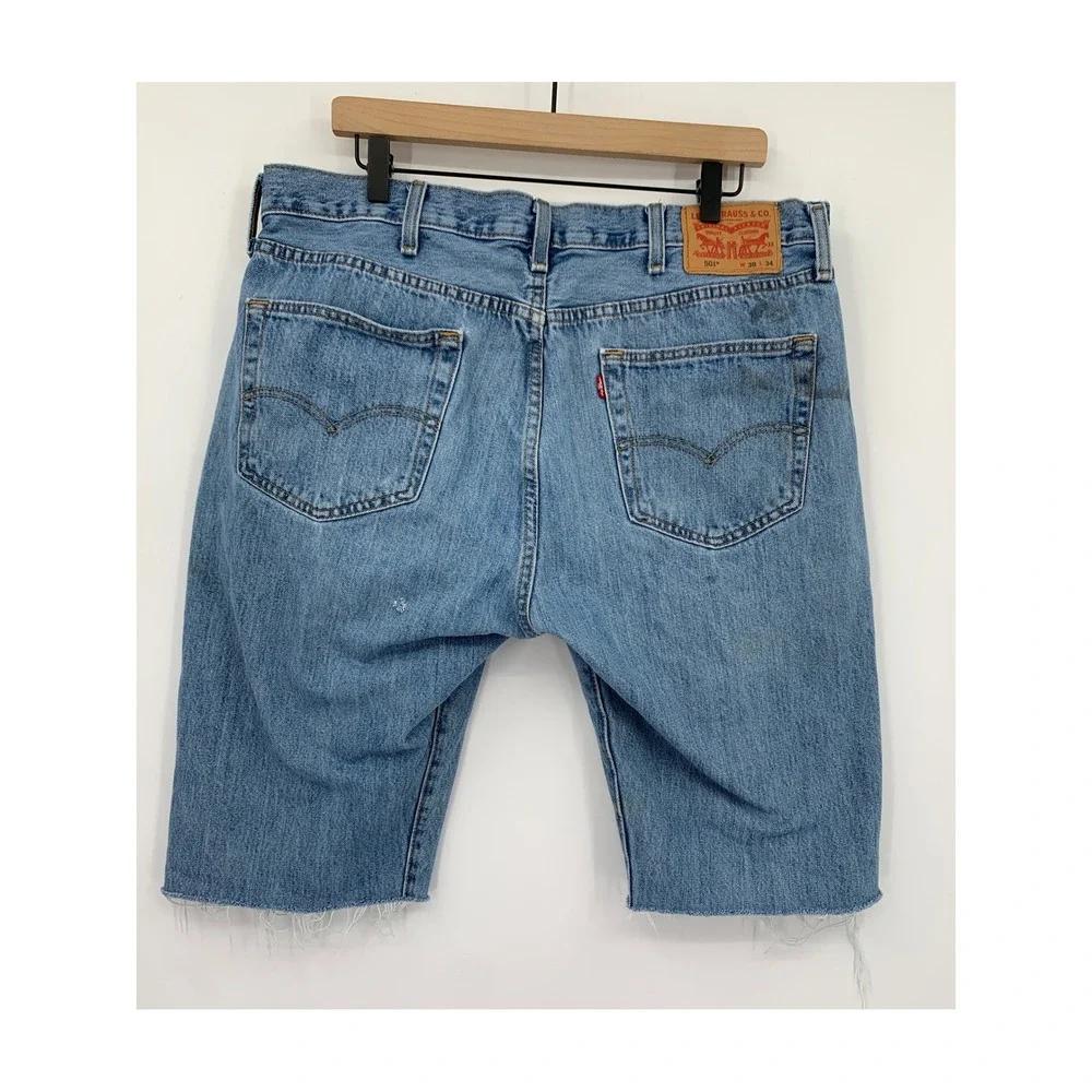 Levis Shorts Mens 38 Blue Cut Off Distressed 12